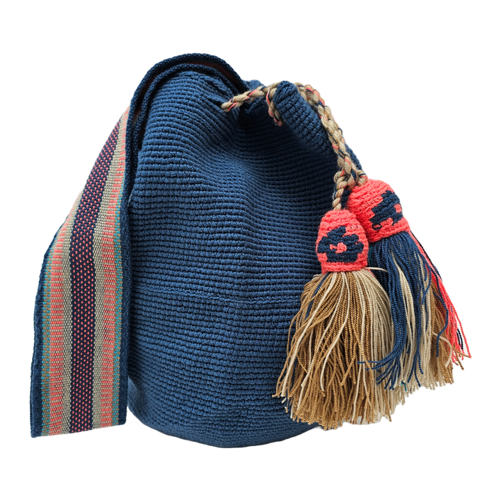 Handmade Wayuu Bag "Coral Sunset" - Unique Handwoven Design