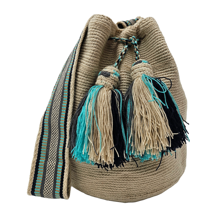 Authentic Wayuu Mochila Bag "Oasis" - Handwoven Shoulder Bag